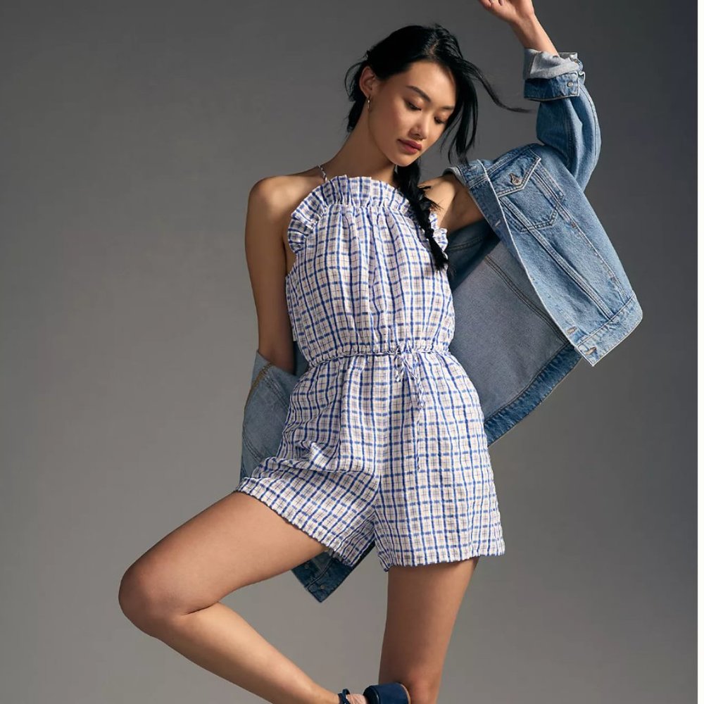 Anthropology Corey Lynn Calter Plaid Romper